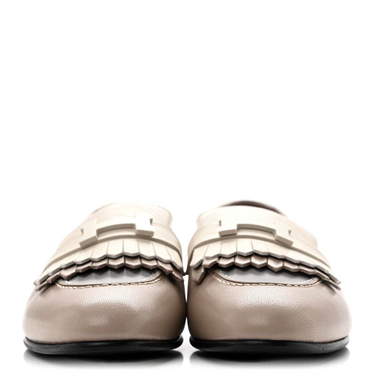 Goatskin Womens Royal Loafers 36.5 Multicolore Beige Mastic