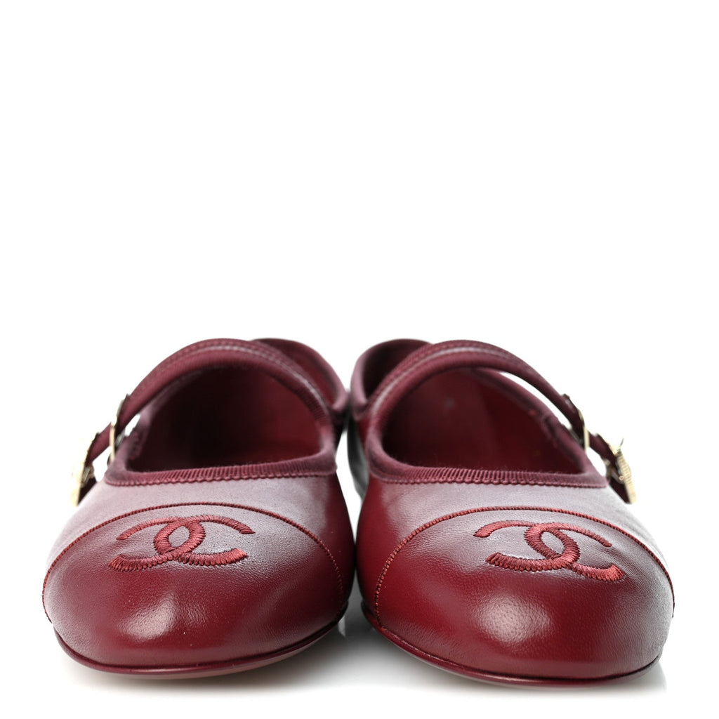 Lambskin Mary Jane Flats 36.5 Burgundy