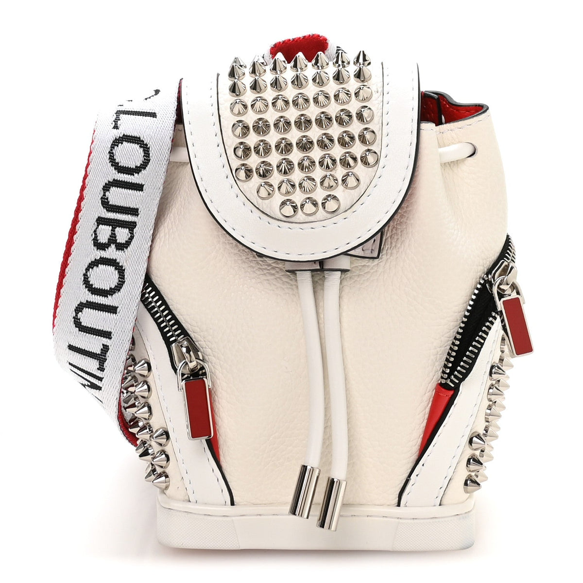 Calfskin Spiked Small Explorafunk Backpack White