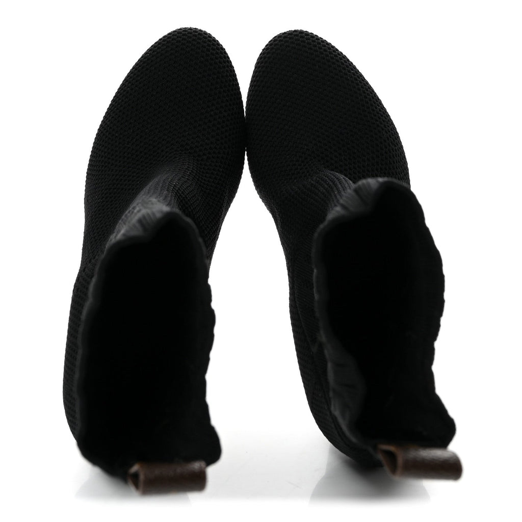 Monogram Stretch Fabric Silhouette Ankle Boots 36 Black