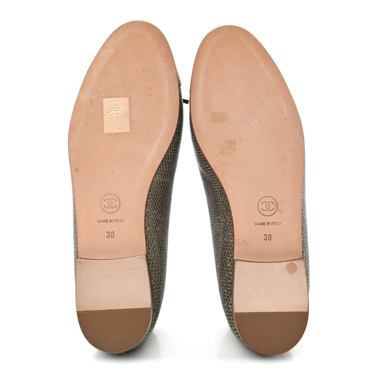 Lizard Cap Toe CC Ballerina Flats 38 Green