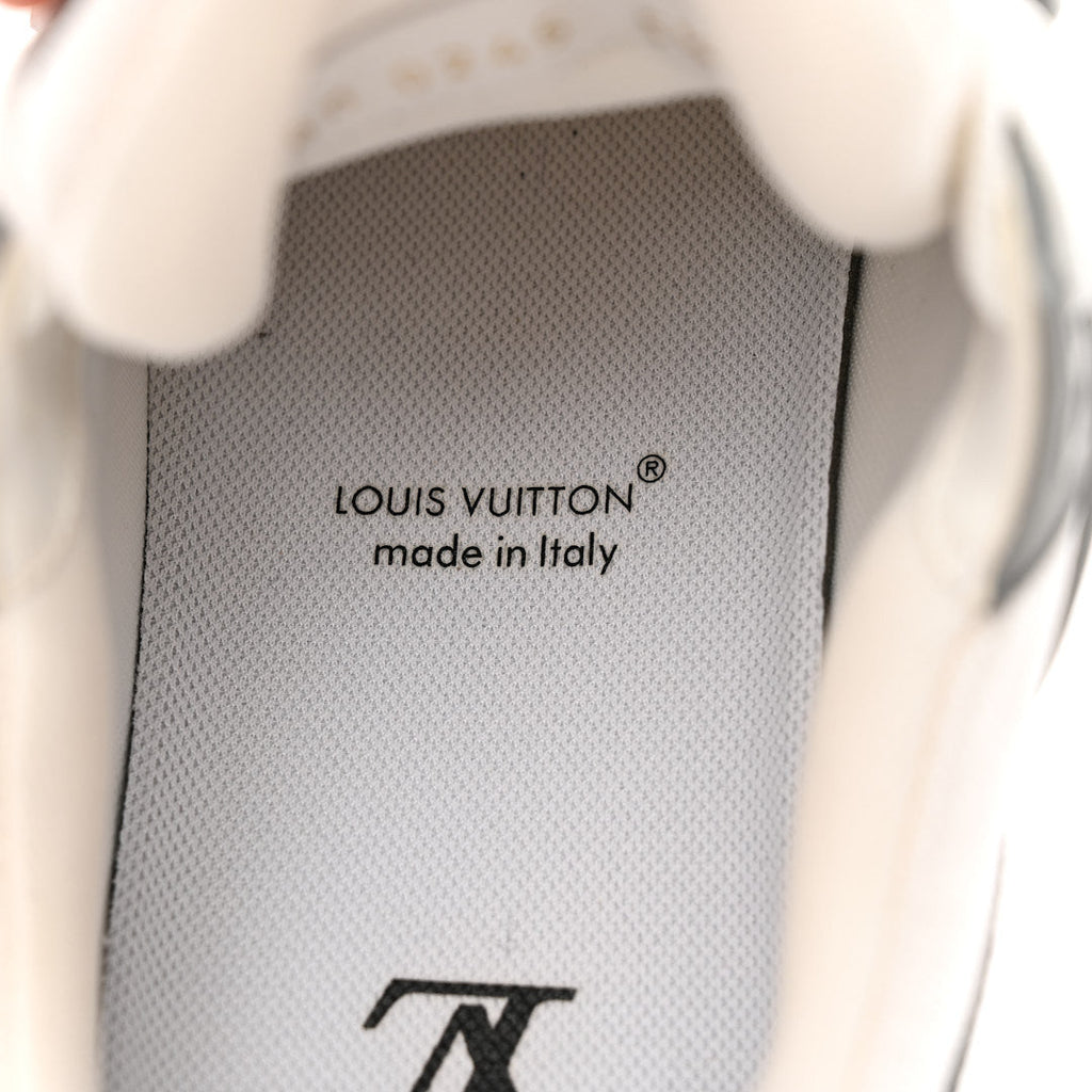 Calfskin Embossed Monogram Denim Mens LV Trainer Sneakers 5.5 Grey