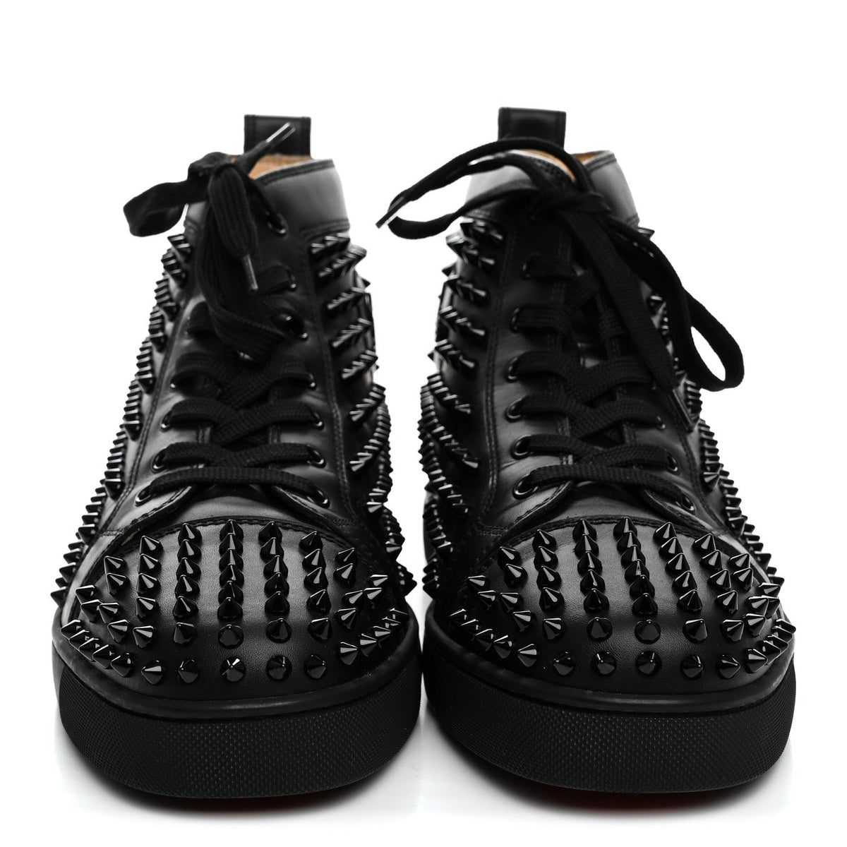 Calfskin Mens Louis Spikes Flat Sneakers 43.5 Black
