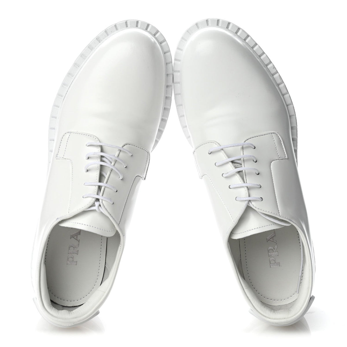 Spazzolato Calzature Donna Triangle Logo 50mm Derby Loafers 38.5 White 38.5 White