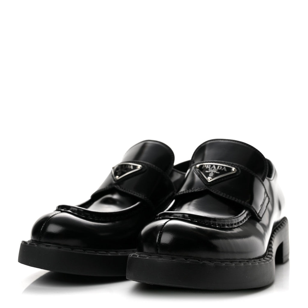 Spazzolato Metal Triangle 50mm Loafers 38 Black
