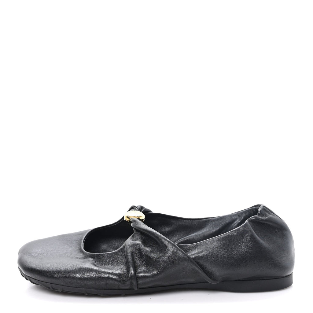 Lambskin Pebble Ballerina Flats 35 Black