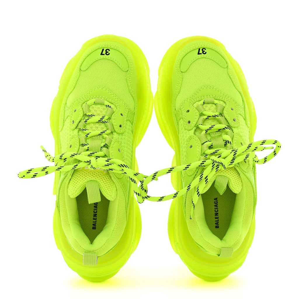 Fabric Mesh Clear Sole Womens Triple S Sneakers 37 Fluo Yellow