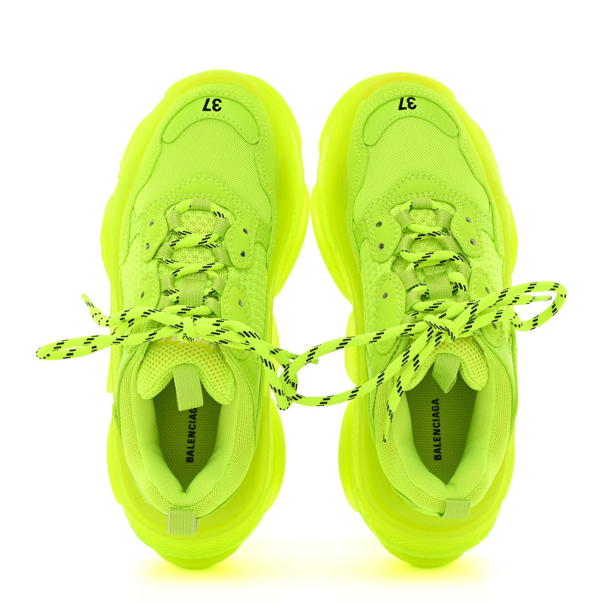 Fabric Mesh Clear Sole Womens Triple S Sneakers 37 Fluo Yellow