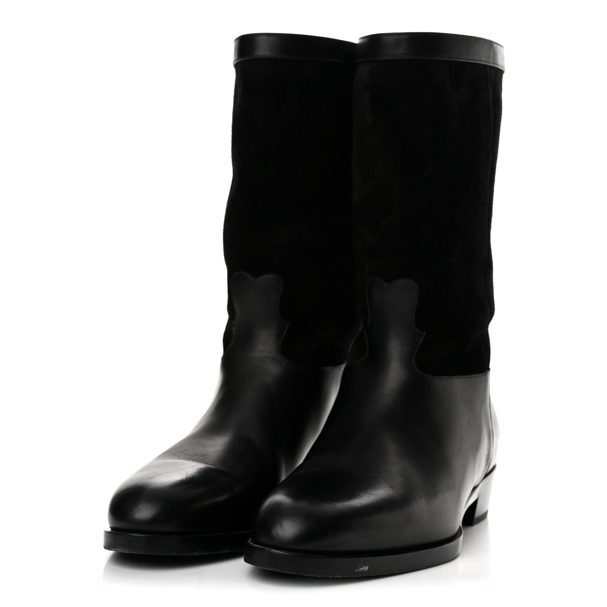 Suede Calfskin CC Short Boots 38 Black