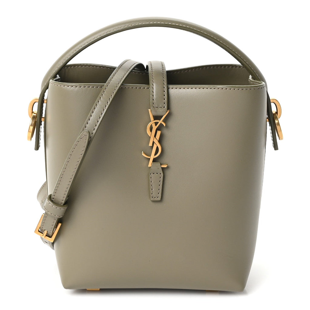 Shiny Calfskin Le 37 Mini Bucket Bag Strong Moss
