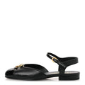 Lambskin Patent Cap Toe Crystal Enamel CC Mary Jane Slingback Flats 36 Black