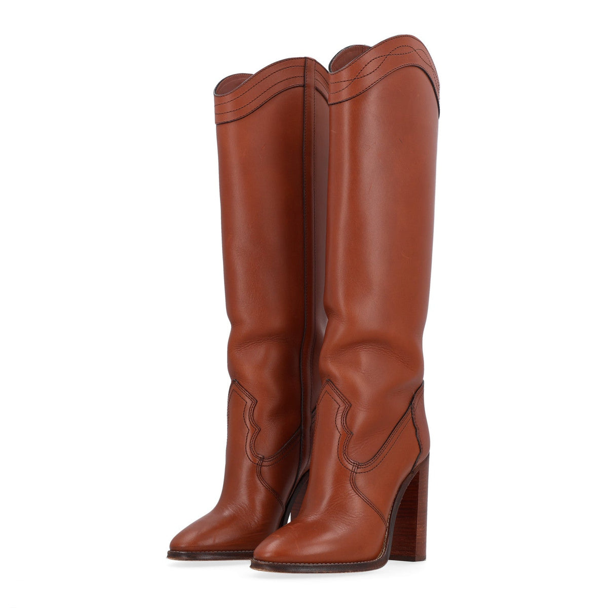 Kate 105 Western Knee High Boots 38 New Papaya