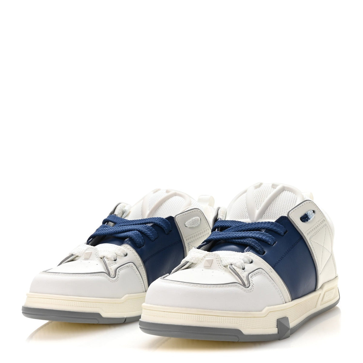 Calfskin Mens Open Skate Sneakers 40 White Blue