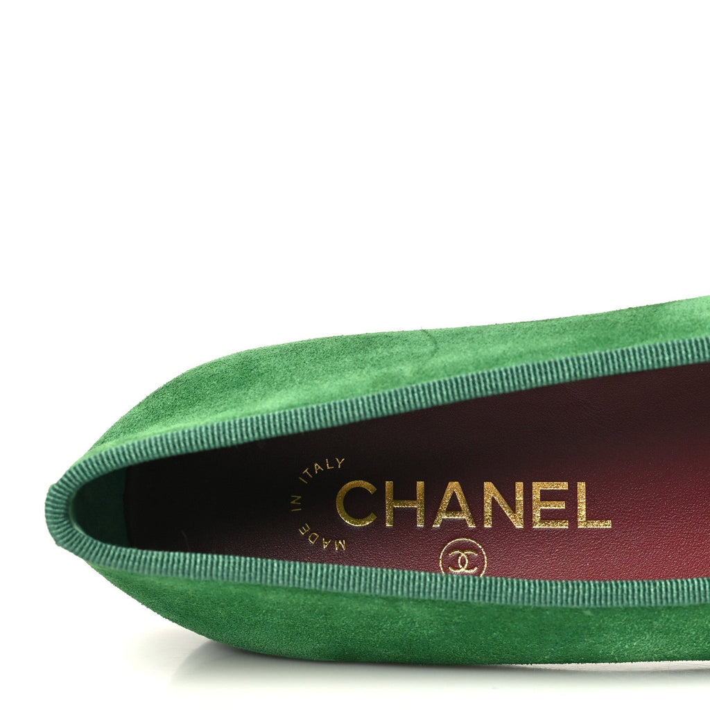 Suede Patent Cap Toe CC Ballerina Flats 37.5 Green