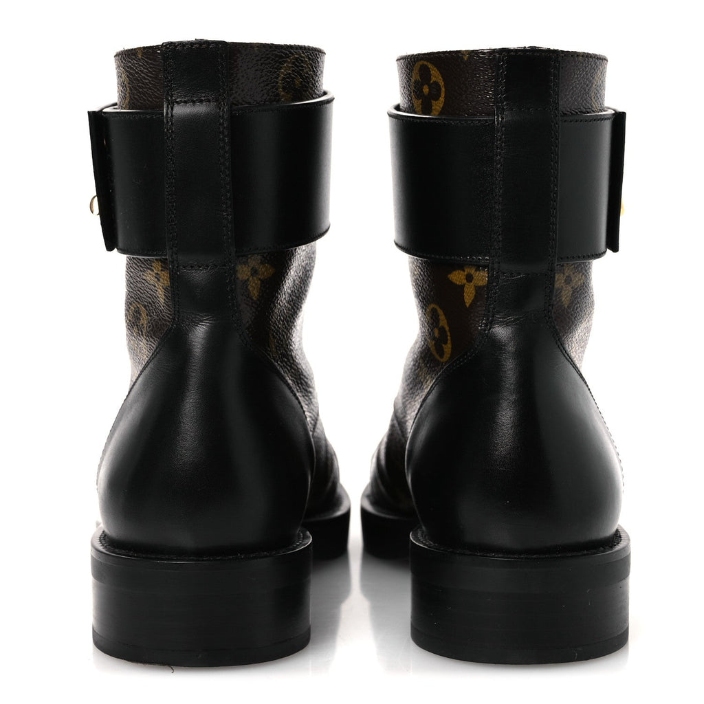 Calfskin Monogram Wonderland Flat Ranger Boots 37.5 Black