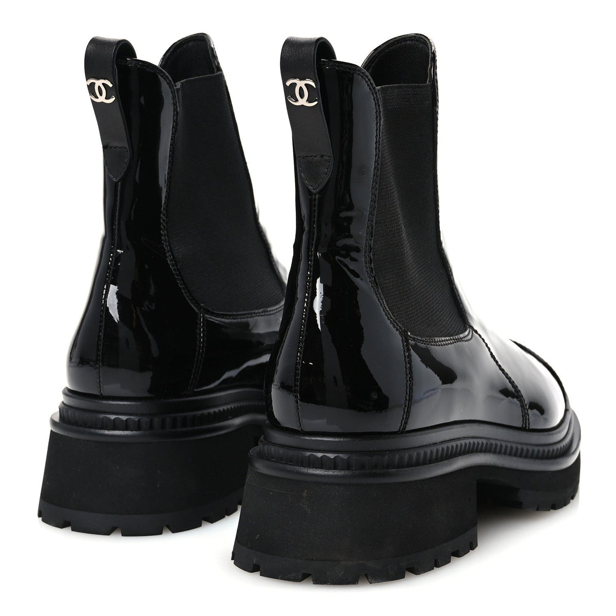 Patent Calfskin Ankle Boots 38 Black