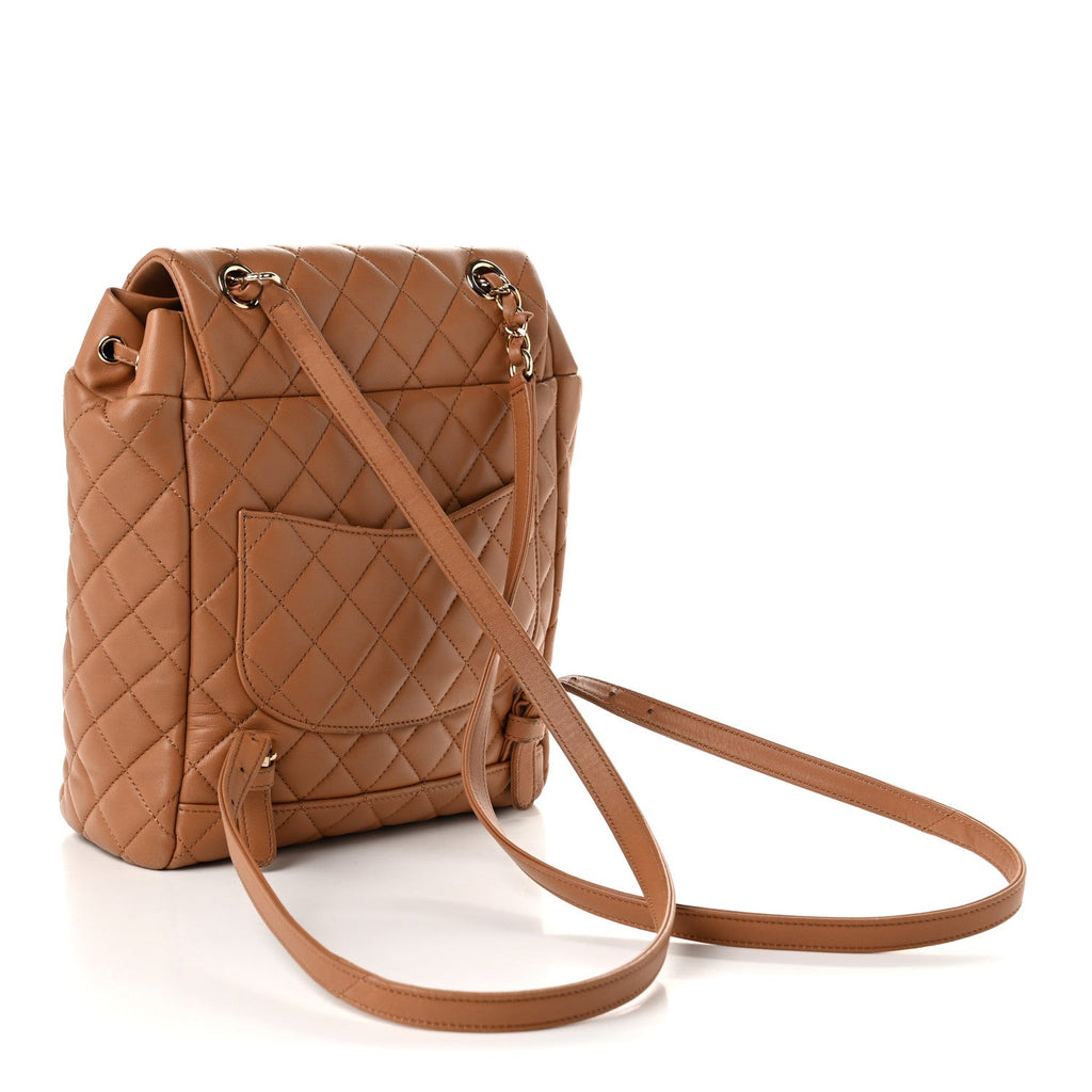 Lambskin Quilted Small Urban Spirit Backpack Brown
