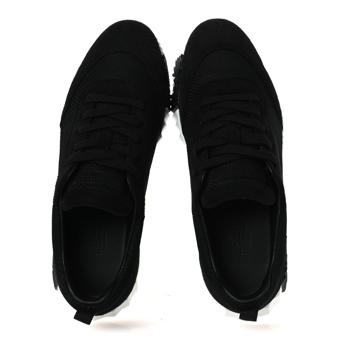 Textured Mesh Suede Goatskin Bouncing Sneakers 40 Black