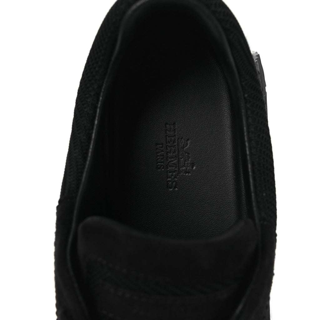 Textured Mesh Suede Goatskin Bouncing Sneakers 40 Black
