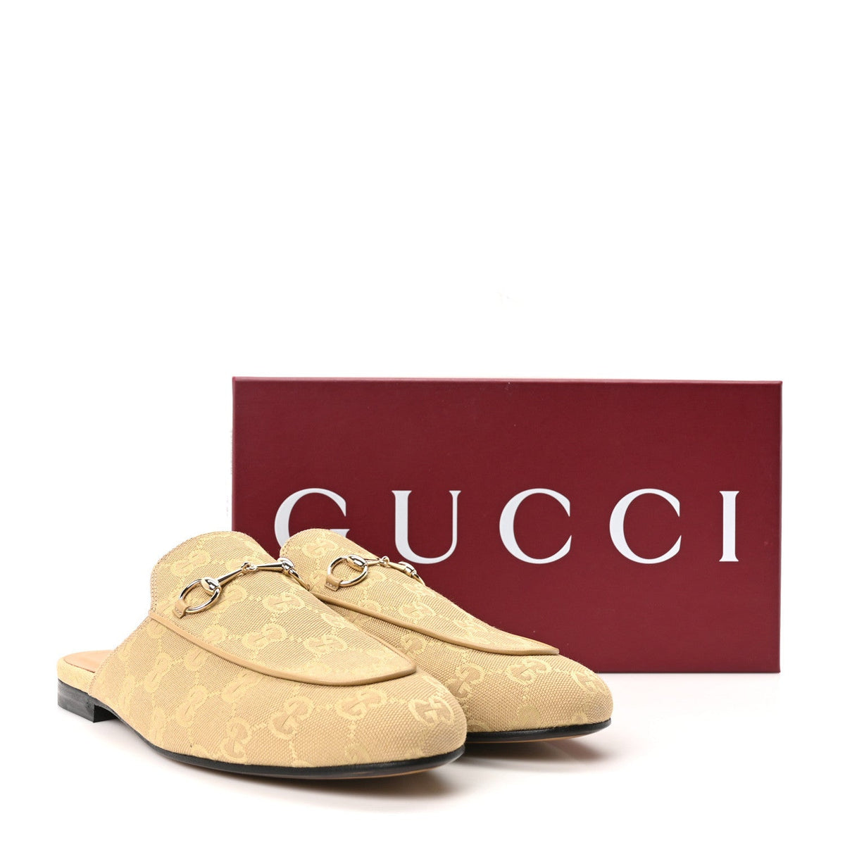 Canvas GG Monogram Womens Princetown Slippers 40.5 Egypt Salt