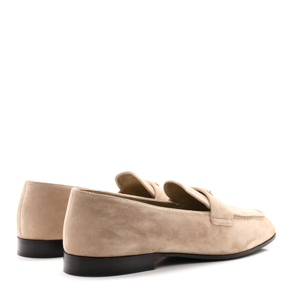 Suede Calfskin Metal Triangle Logo 10mm Loafers 38.5 Corda