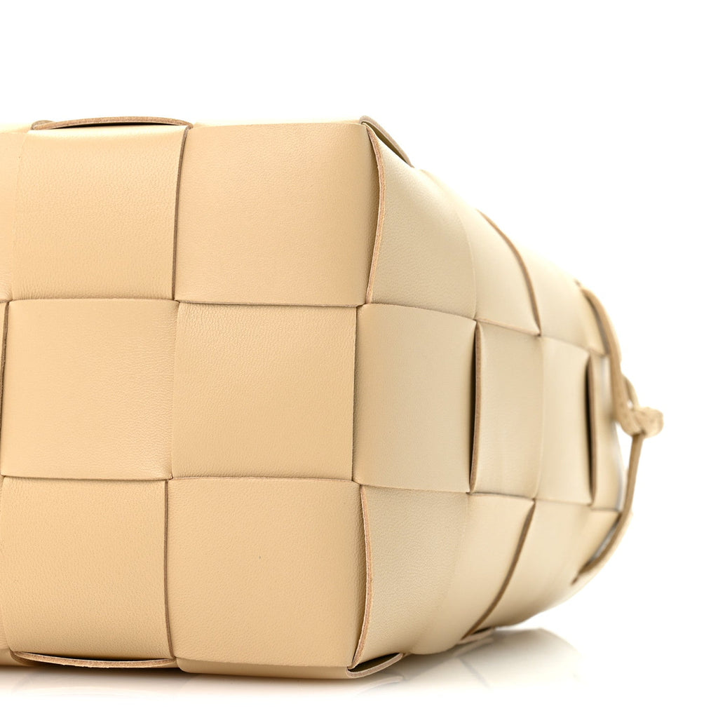 Lambskin Maxi Intrecciato Small Cassette Crossbody Bucket Bag Porridge