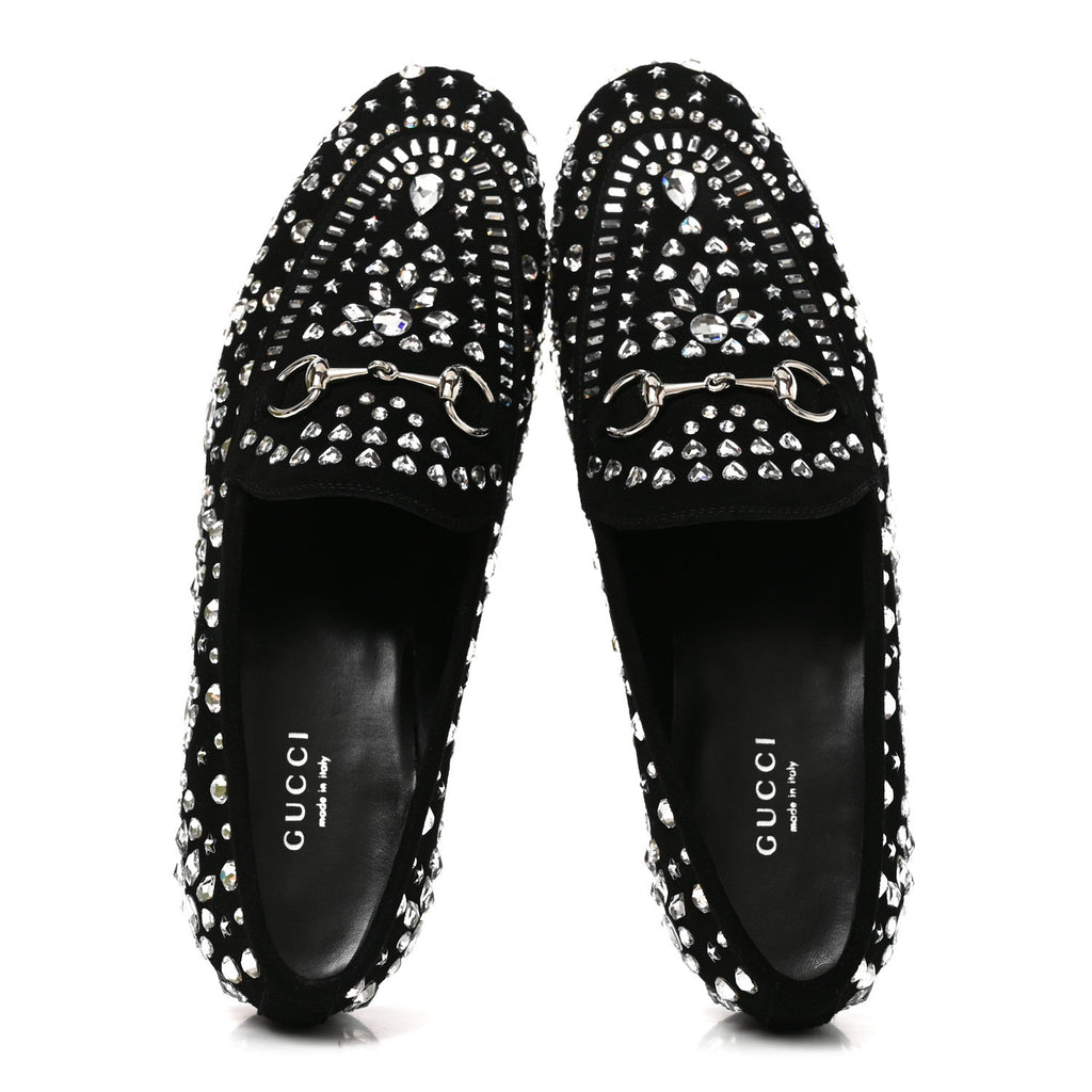 Kid Scamosciato Crystal GG Monogram Jordaan Loafer 37.5 Black