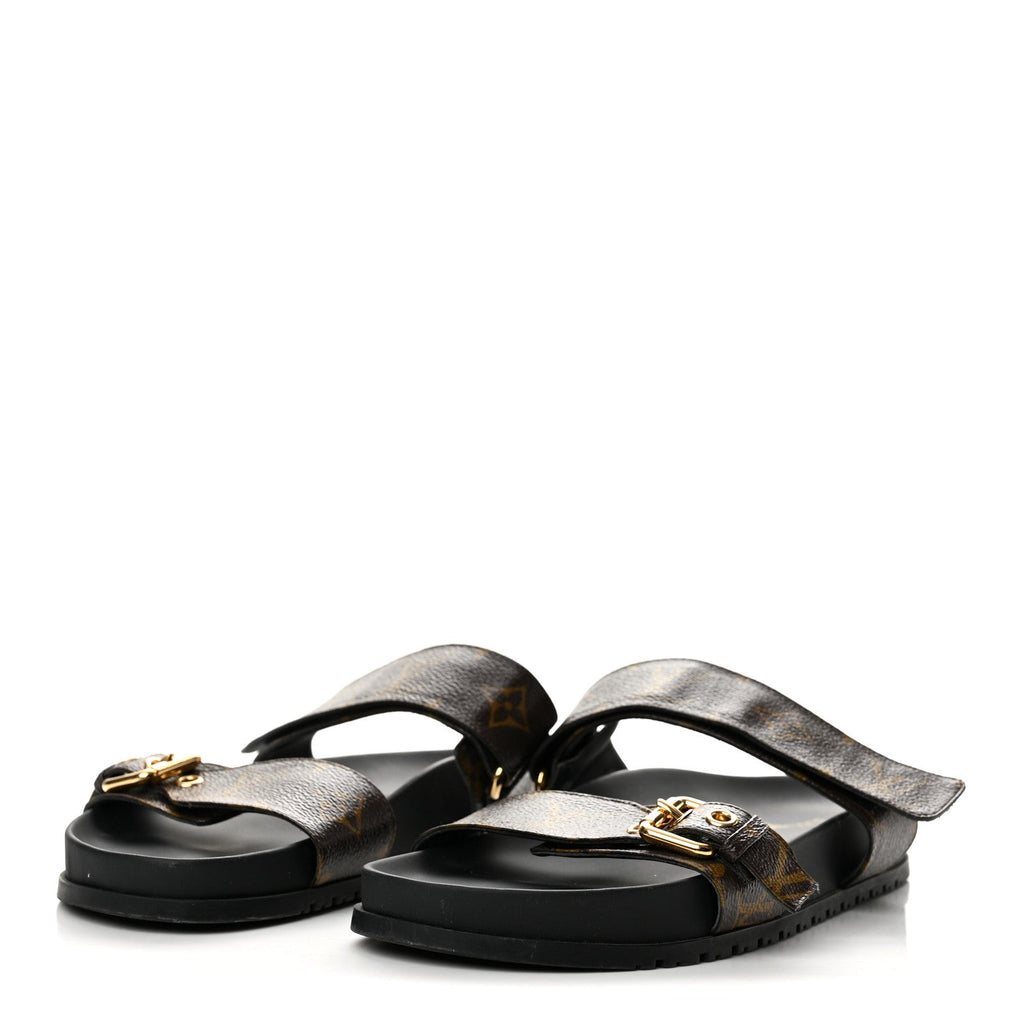 Monogram Bom Dia Mule Sandals 37.5 Black