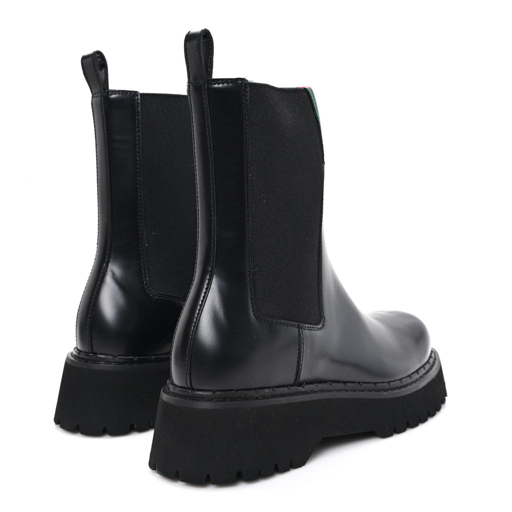 Magnum Calfskin Web Chelsea Ankle Boots 38.5 Black