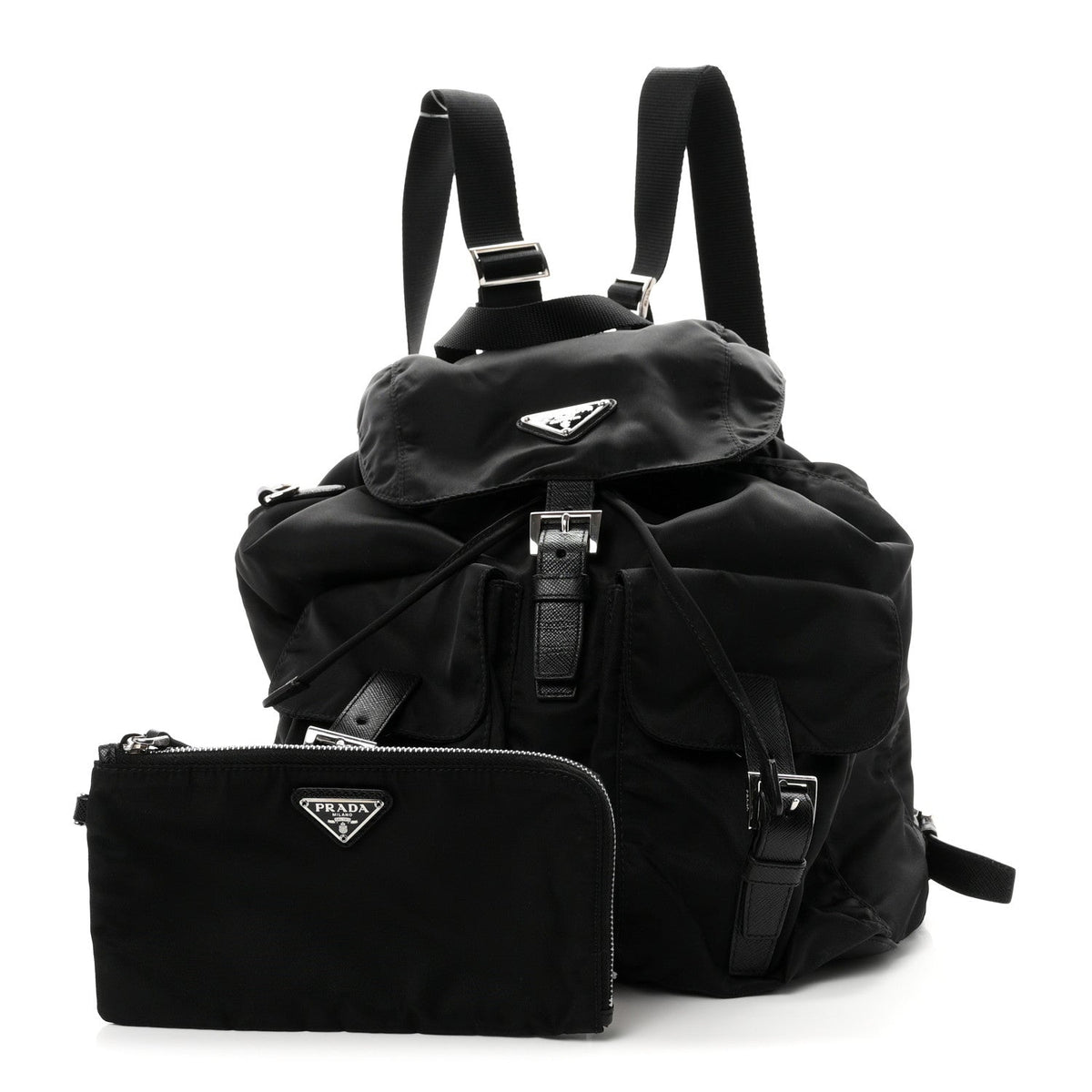Re-Nylon Saffiano Medium Backpack Black