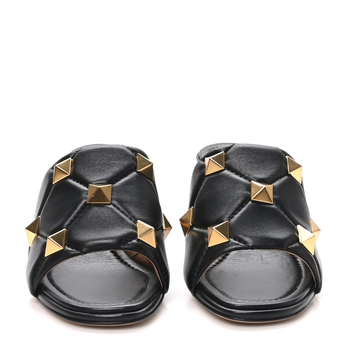 Nappa Quilted Roman Stud 65mm Slide Sandals 39 Black