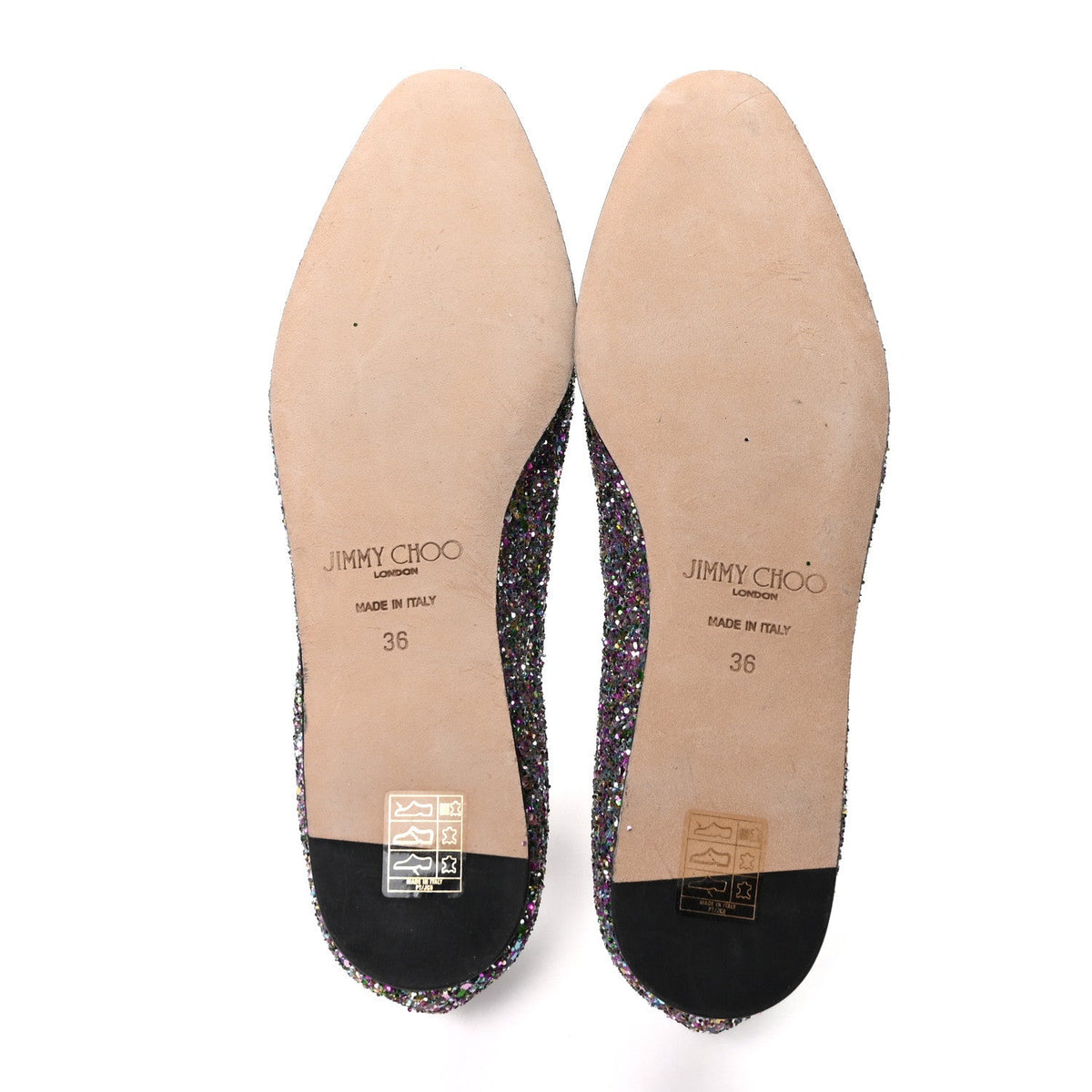 Patent Calfskin Coarse Glitter Confetti Watson Flats 36 Silver Multicolor