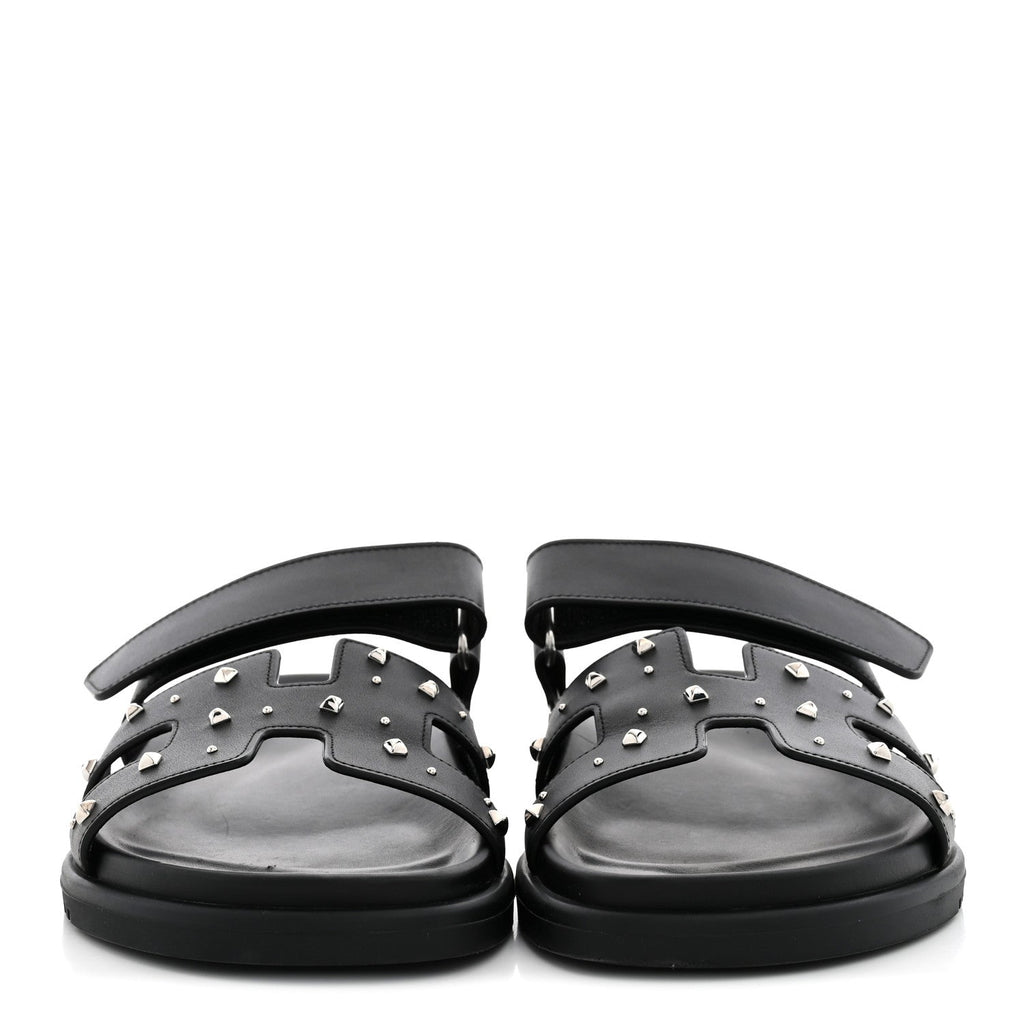 Calfskin Medor Studded Womens Chypre Sandals 37.5 Black