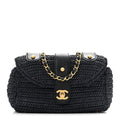 Straw Raffia Shoulder Bag Navy Blue