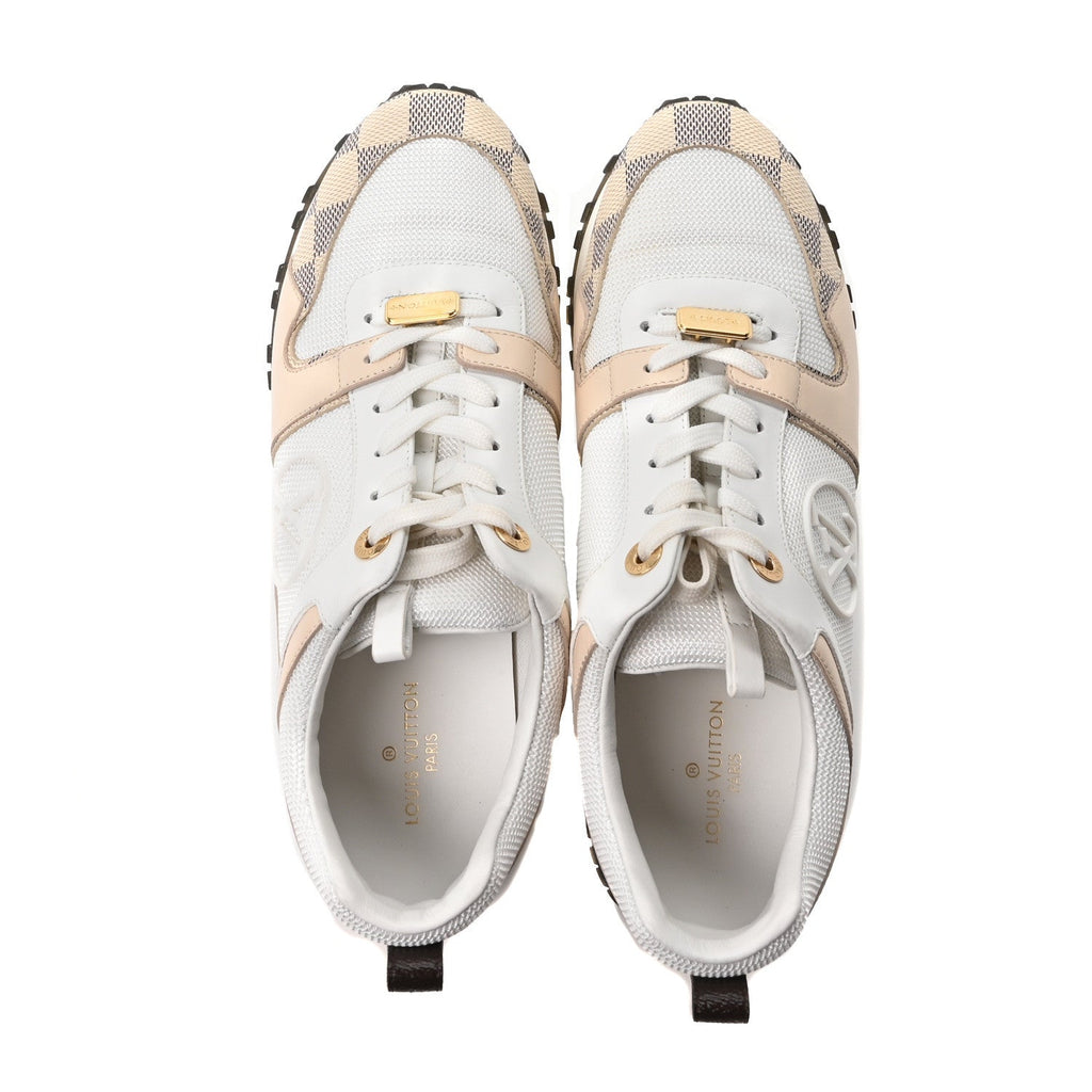 Calfskin Damier Azur Run Away Sneakers 39 White