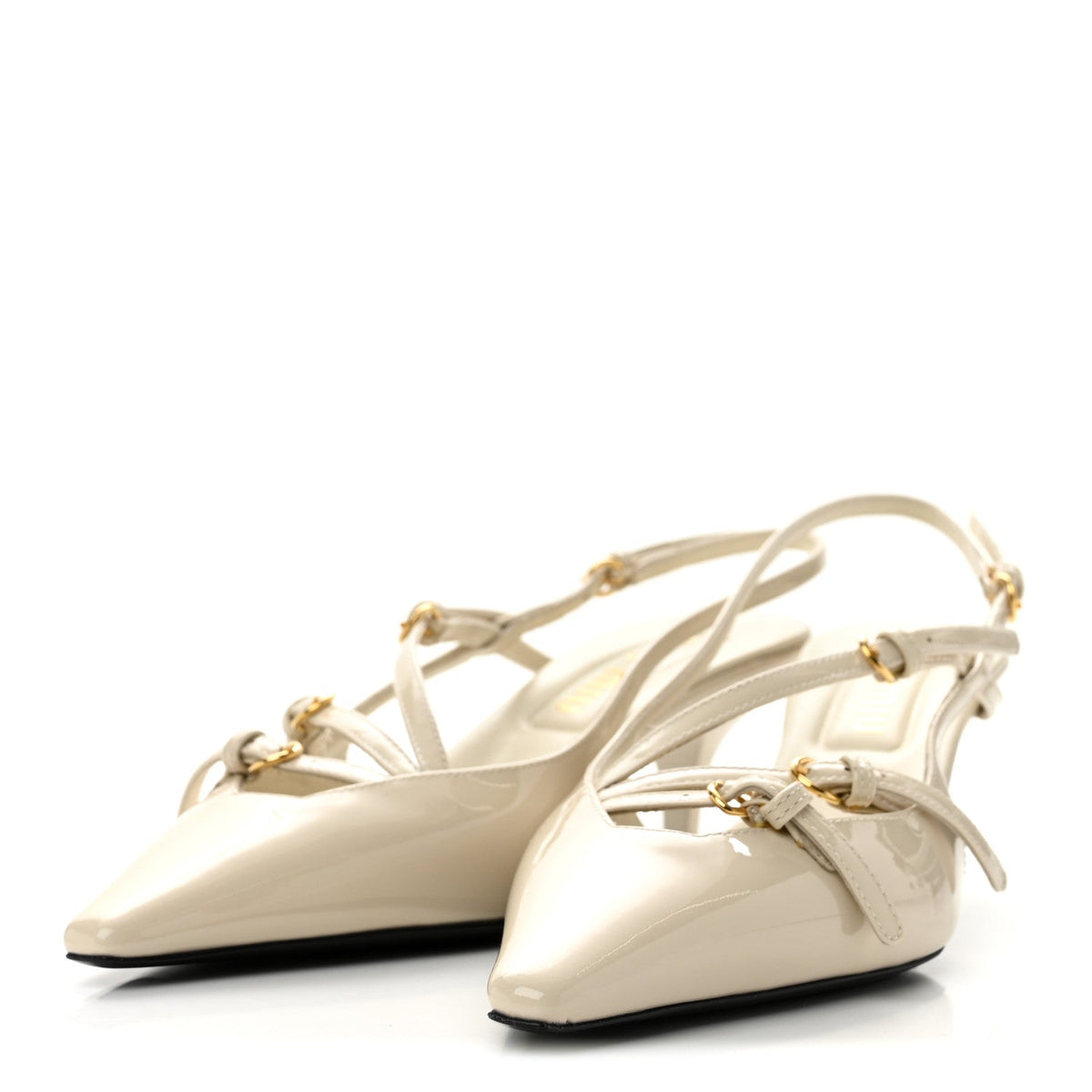 Vernice Buckle 55mm Slingback Pumps 36 Avorio
