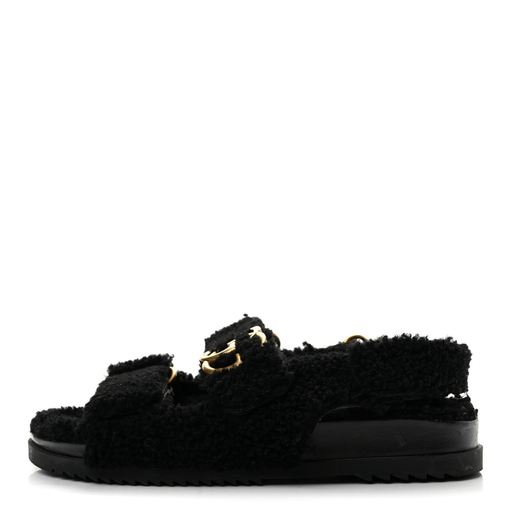 Shearling Double G Womens Dad Sandals 36.5 Black