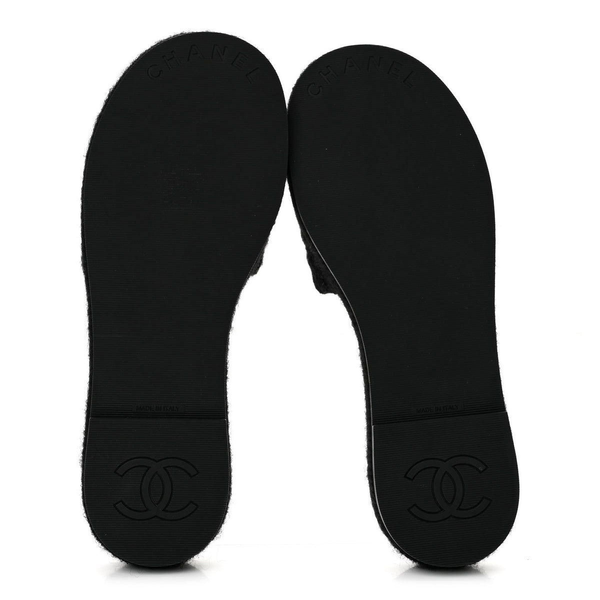 Wool Alpaca Chain CC Slide Sandals 36 Black