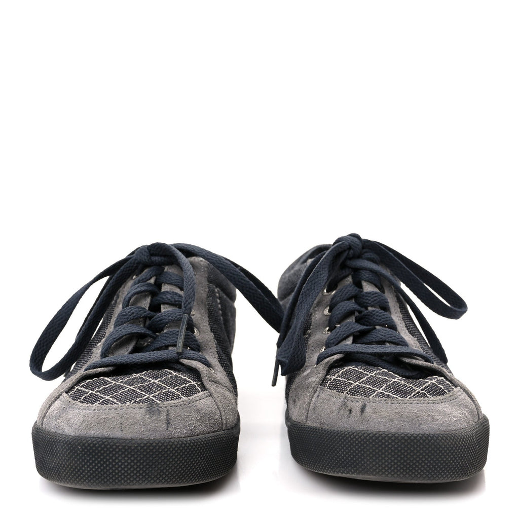 Toile Suede Calfskin CC Low Top Sneakers 36 Dark Grey