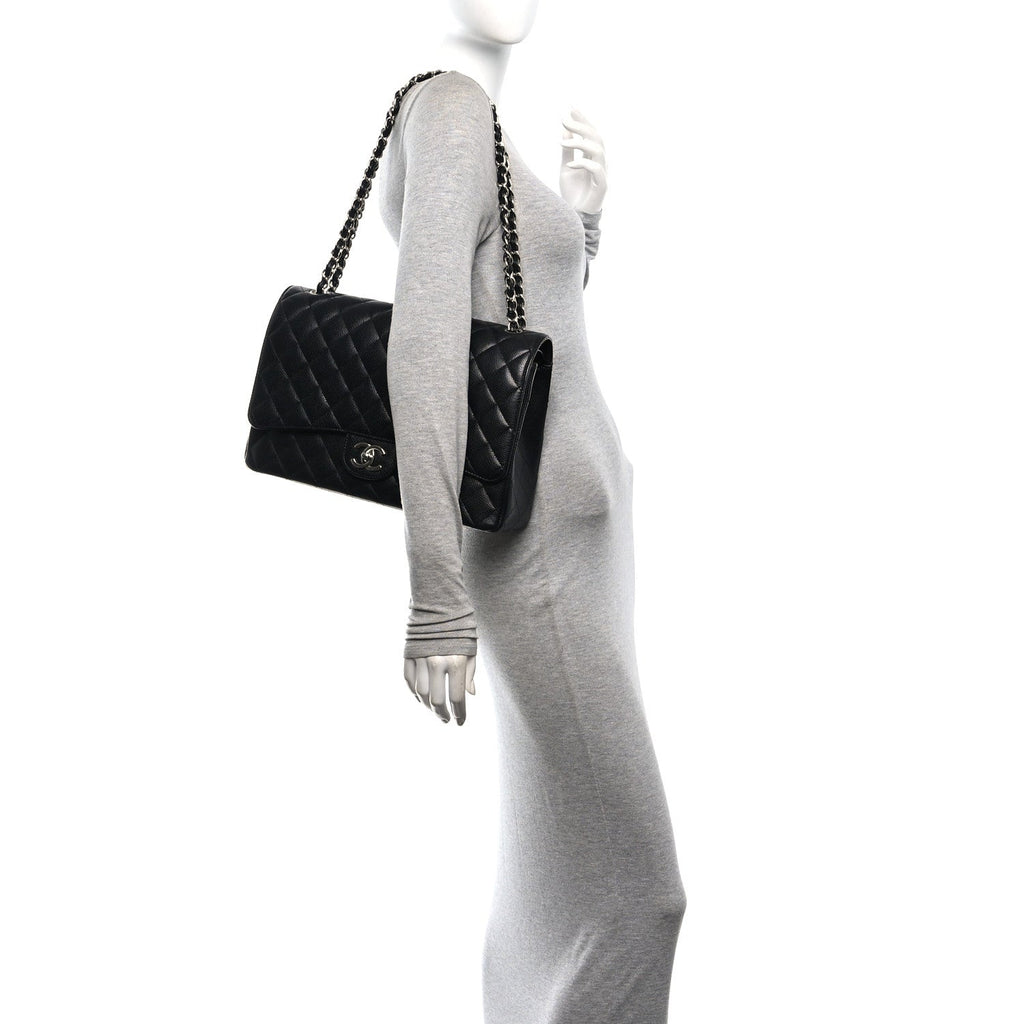 Caviar Quilted Maxi Double Flap Black
