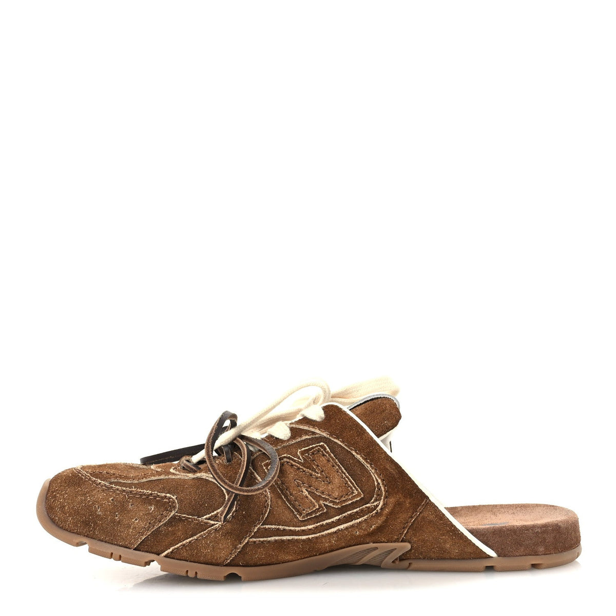 X NEW BALANCE Faded Suede Calfskin 530 SL Slip-On Mules 36.5 Ecru