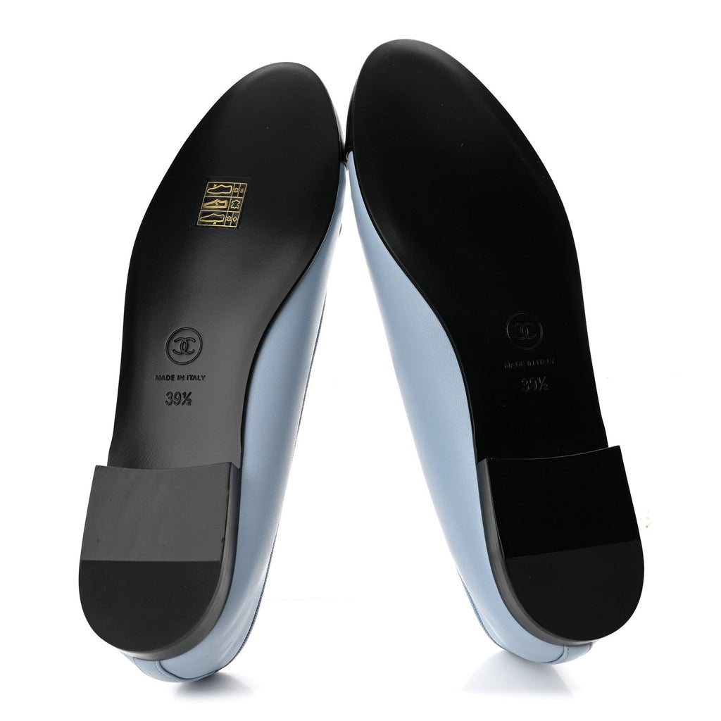 Lambskin Cap Toe CC Ballerina Flats 39.5 Light Blue Black