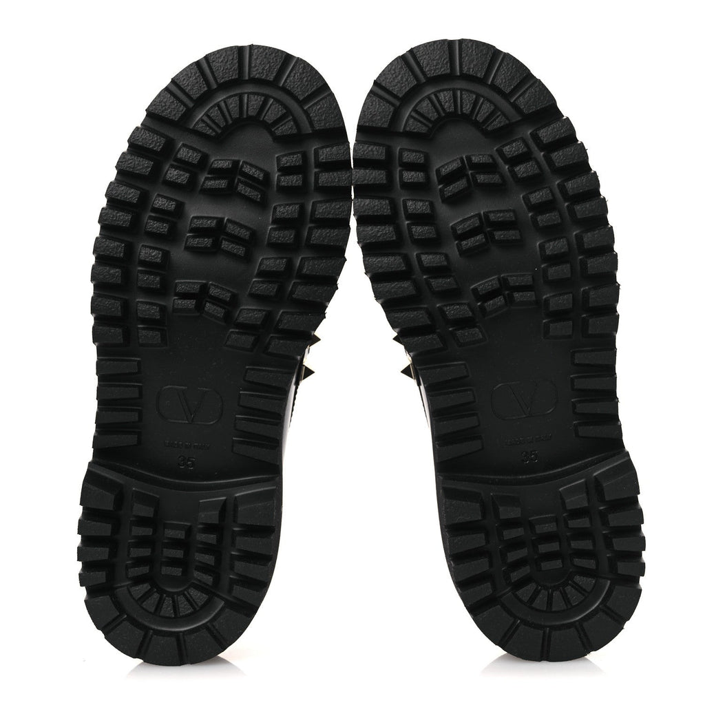 Calfskin Rockstud Loafers 35 Black