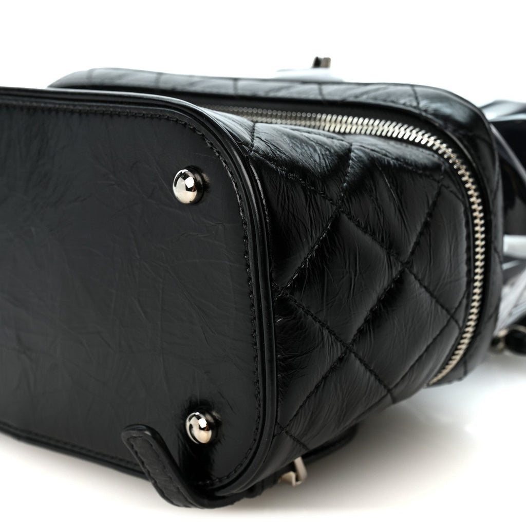 Crumpled Calfskin PVC Quilted Backpack Black