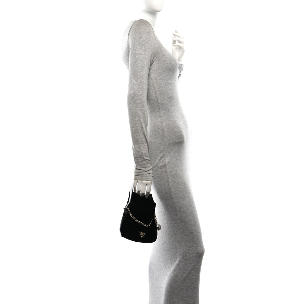 Velvet Petit Sac Mini Bucket Bag Black