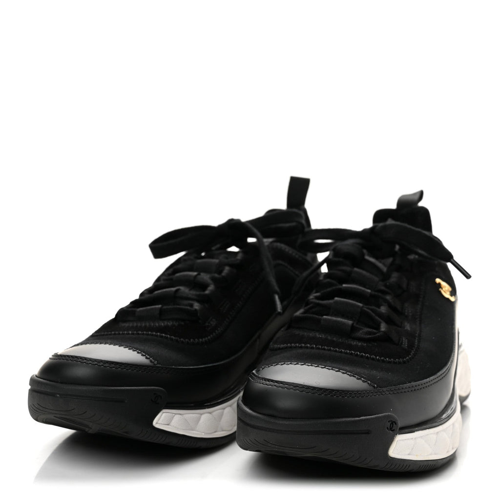 Velvet Calfskin Mixed Fibers CC Sneakers 41 Black