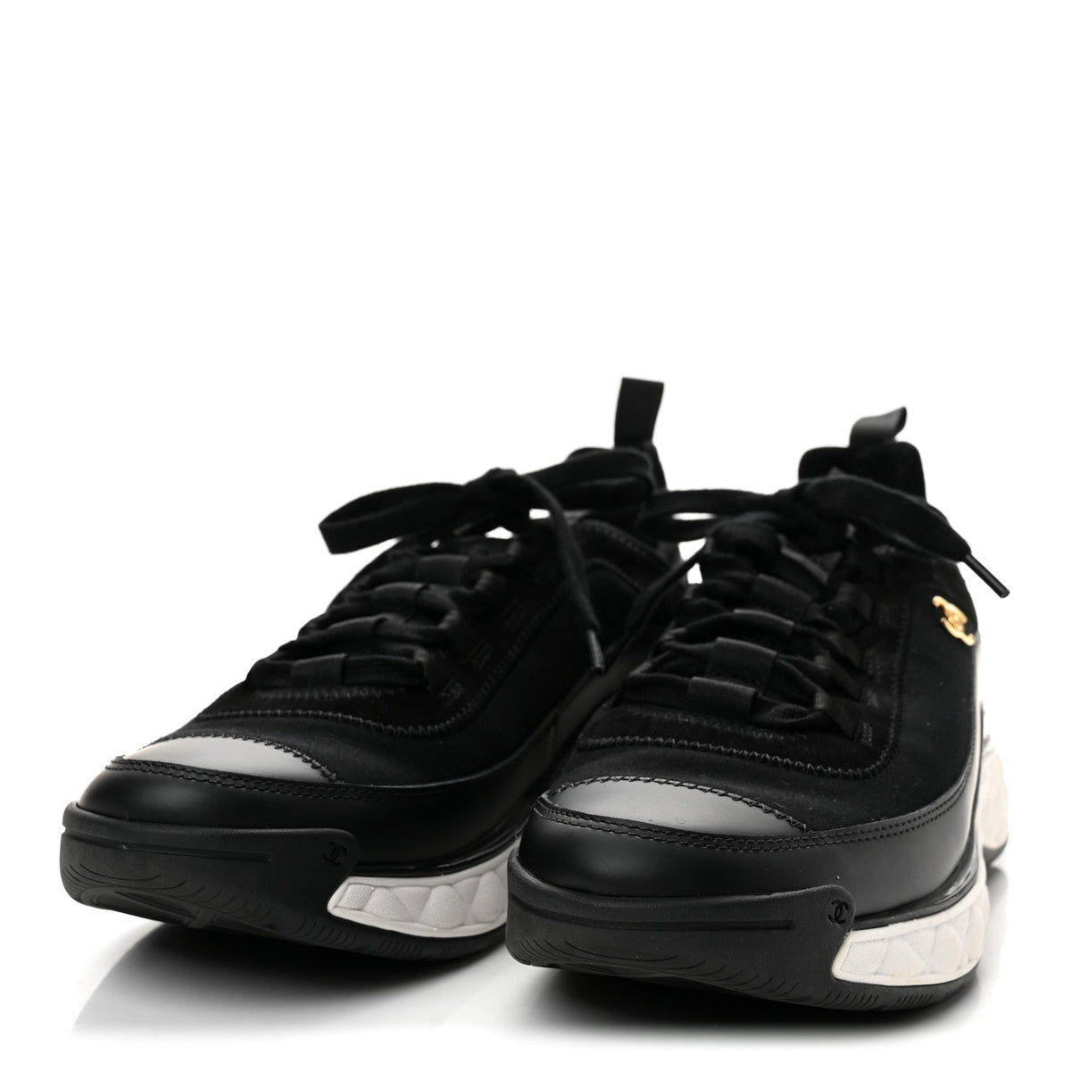 Velvet Calfskin Mixed Fibers CC Sneakers 41 Black