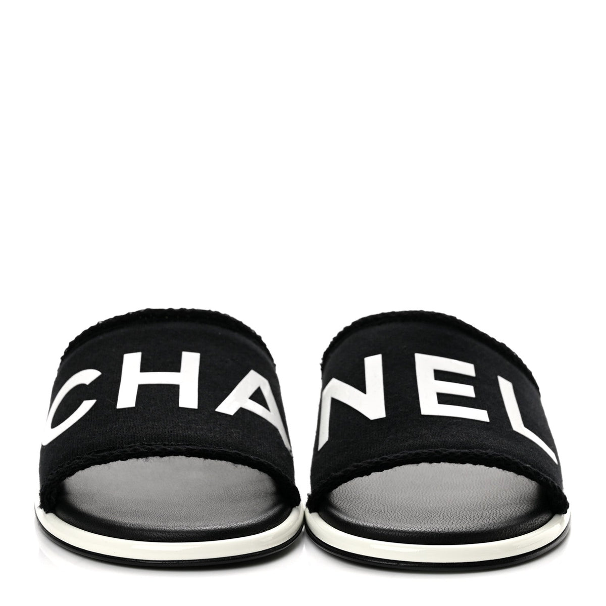 Cotton Logo Mule Sandals 40 Black White