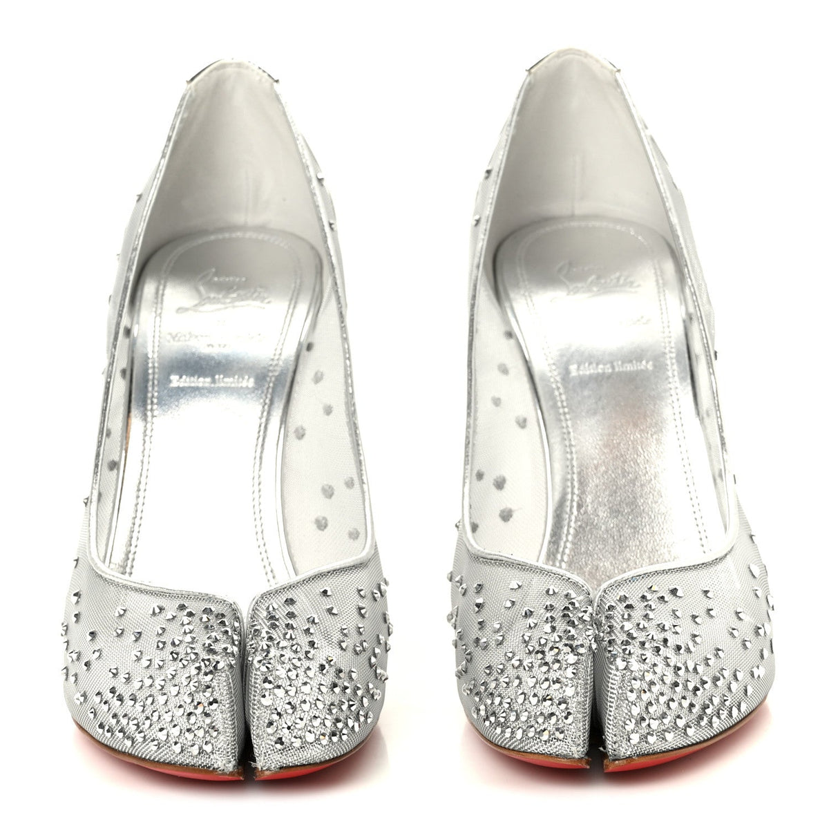 X MAISON MARGIELA Rete Glitter Specchio Bridiela Una Strass Tabi Pumps 39.5 Silver