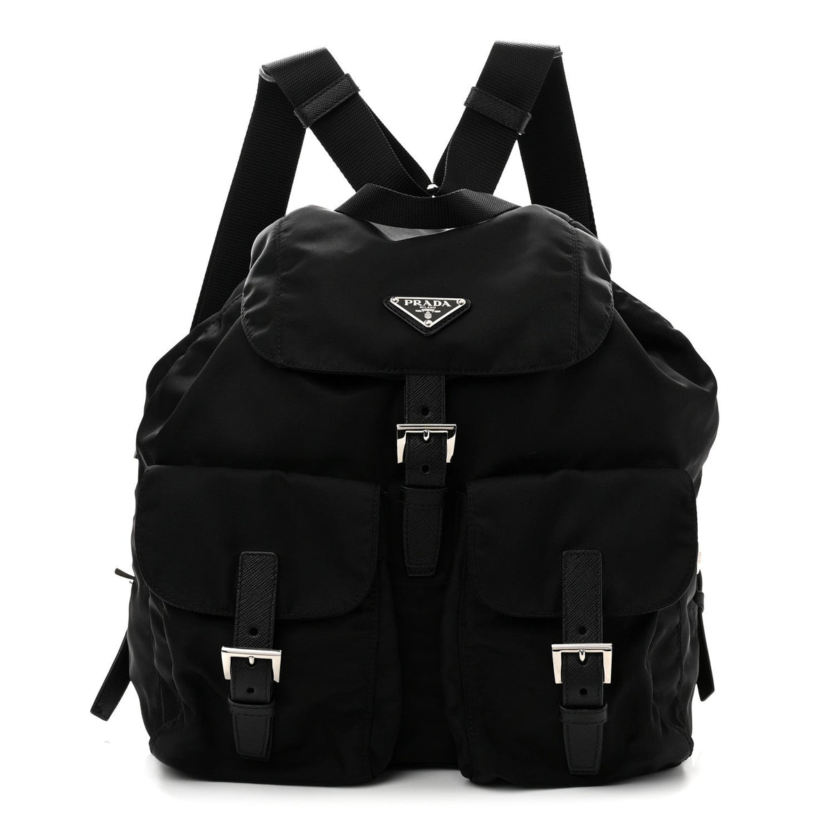 Tessuto Nylon Saffiano Medium Backpack Black